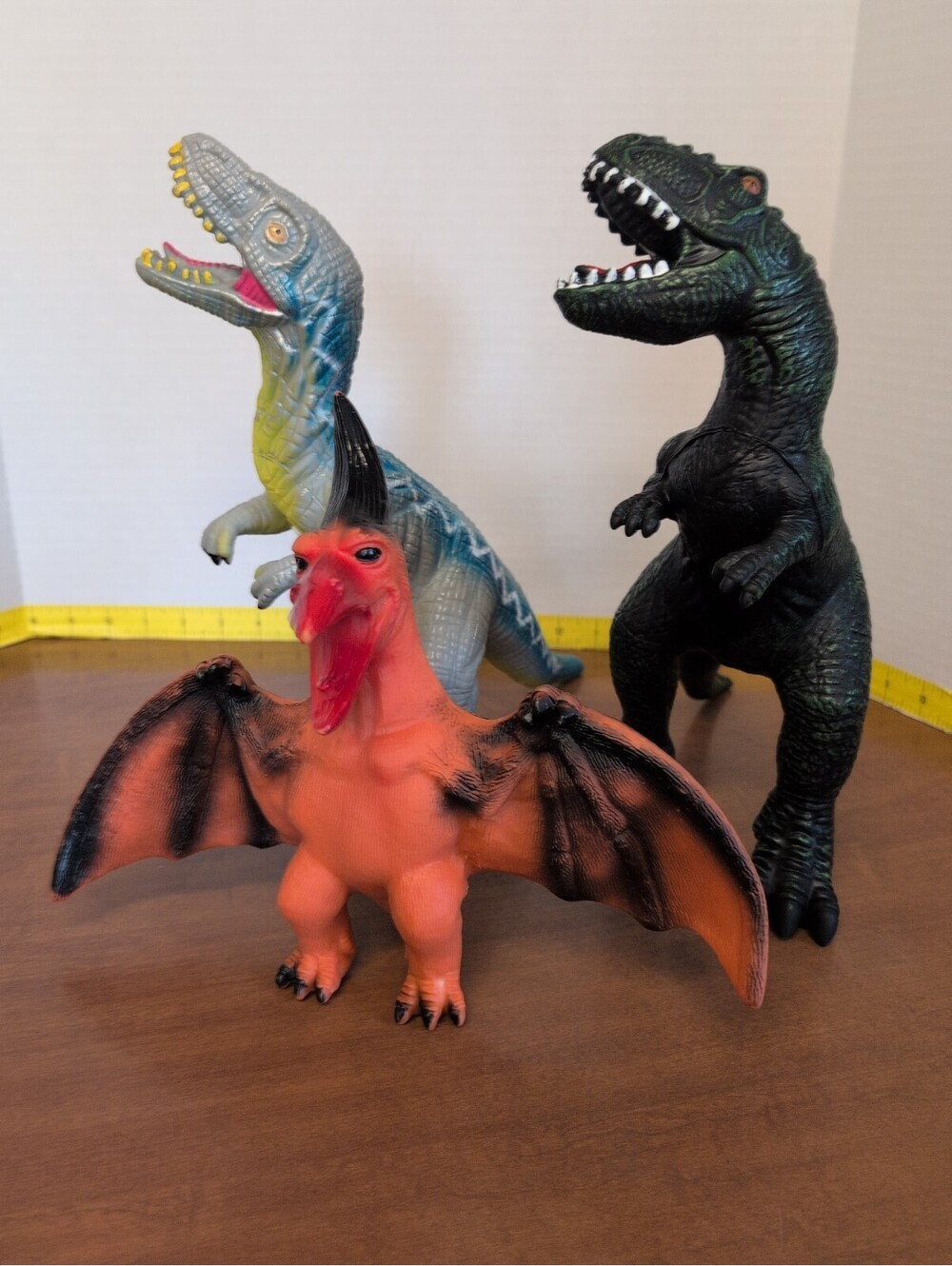 Lot Of 3 soft plastic/rubber  Dinosaurs Pterodactyl TRex